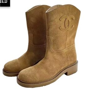 ISO Chanel Suede Western Boot in Tan SIZE 36.5, 37, 37.5